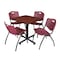 Kobe Kobe Square Table & Chair Set, Wood, Metal, Plastic Top, Cherry TKB3030CH47BY - alternate 1